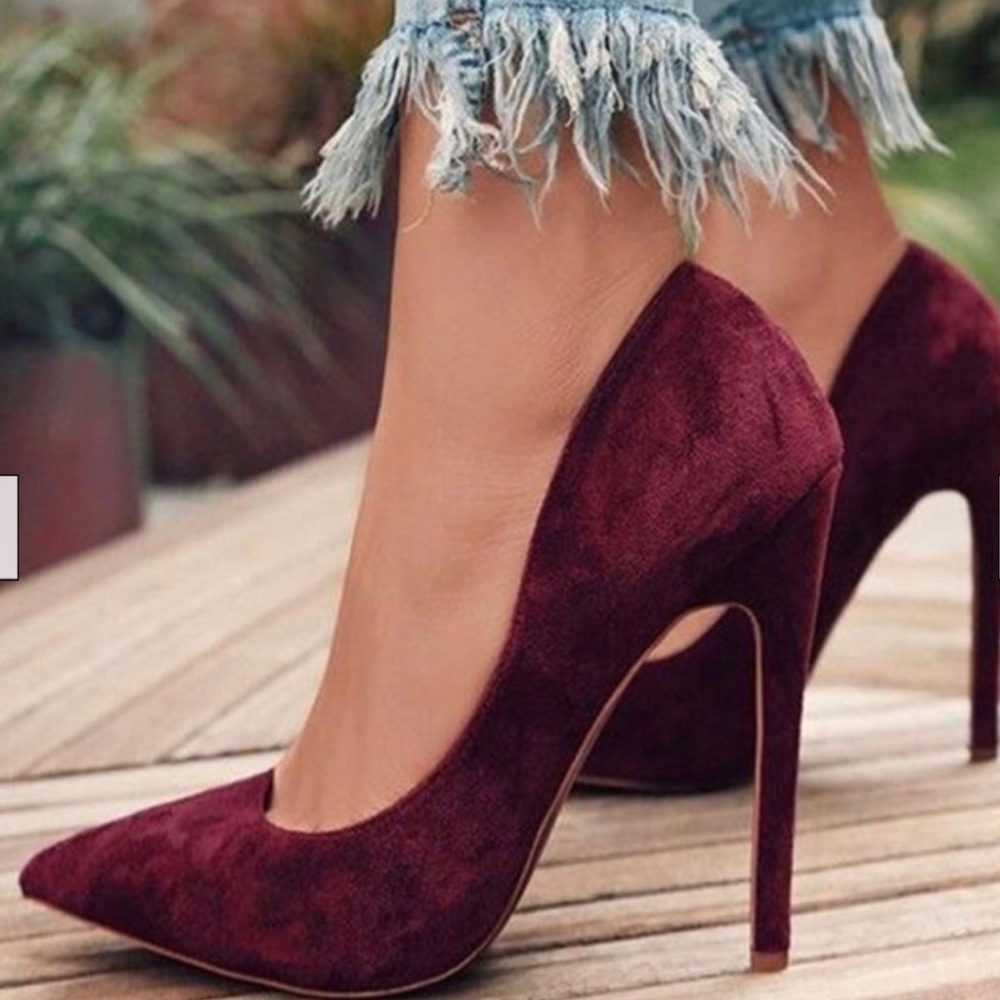 burgundy high heels